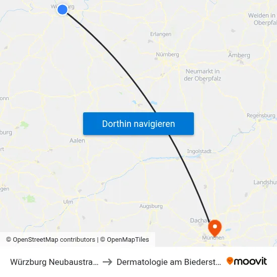 Würzburg Neubaustraße to Dermatologie am Biederstein map