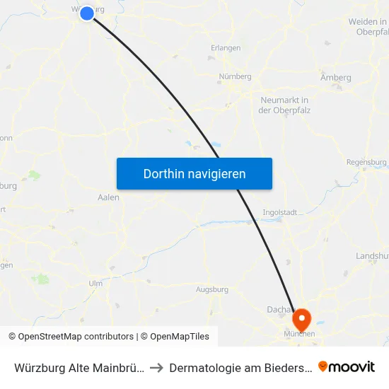 Würzburg Alte Mainbrücke to Dermatologie am Biederstein map
