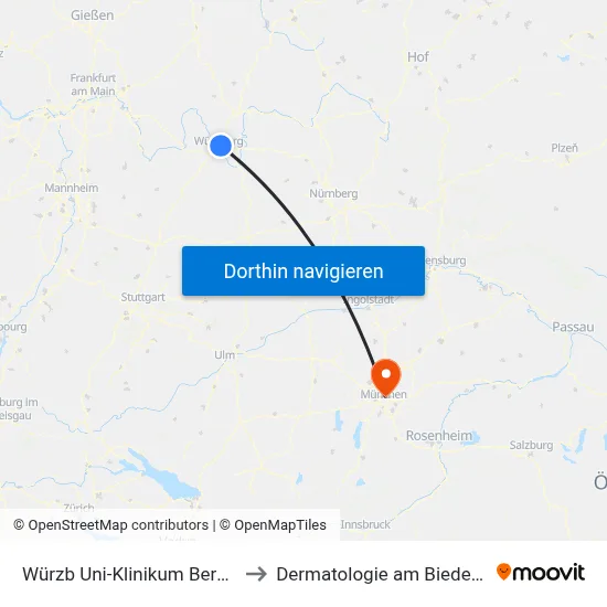 Würzb Uni-Klinikum Bereich A to Dermatologie am Biederstein map