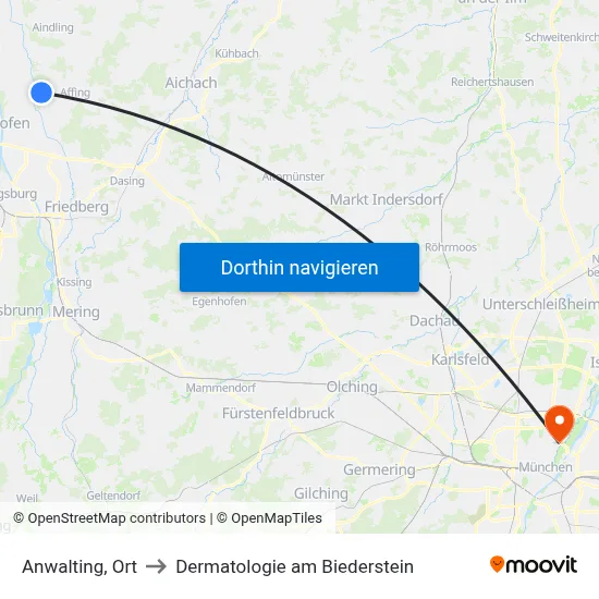 Anwalting, Ort to Dermatologie am Biederstein map