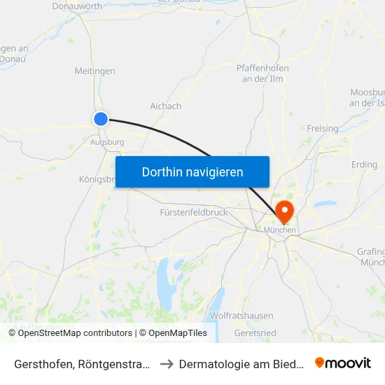 Gersthofen, Röntgenstraße Süd to Dermatologie am Biederstein map