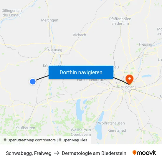 Schwabegg, Freiweg to Dermatologie am Biederstein map