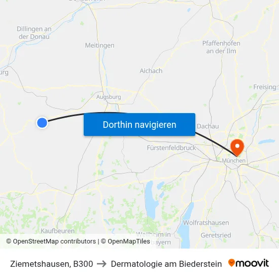 Ziemetshausen, B300 to Dermatologie am Biederstein map