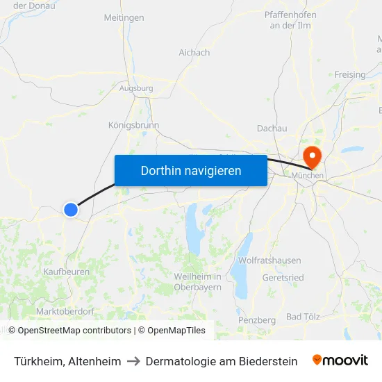 Türkheim, Altenheim to Dermatologie am Biederstein map