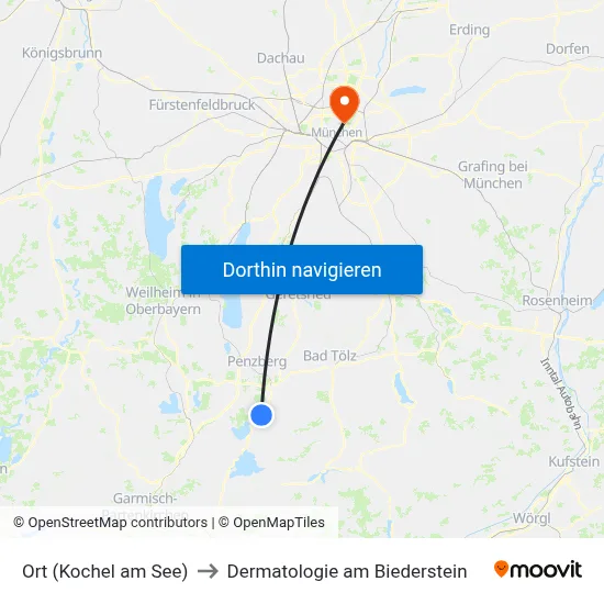 Ort (Kochel am See) to Dermatologie am Biederstein map