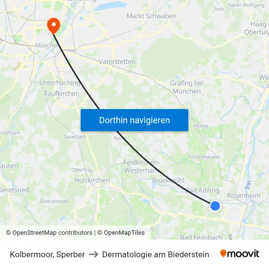 Kolbermoor, Sperber to Dermatologie am Biederstein map