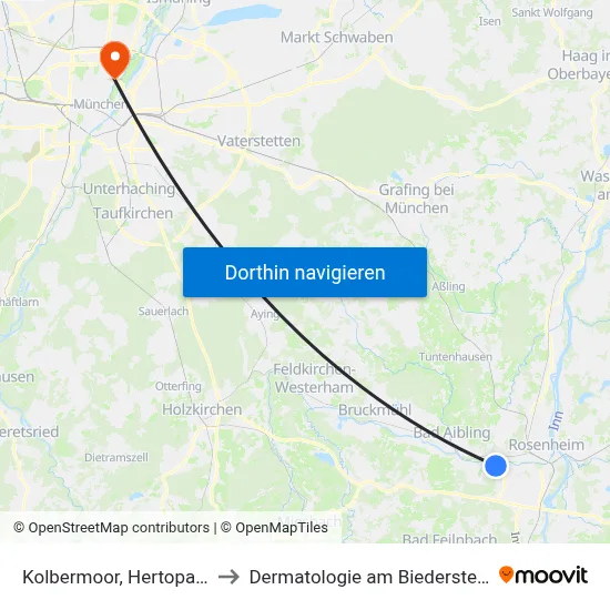 Kolbermoor, Hertopark to Dermatologie am Biederstein map