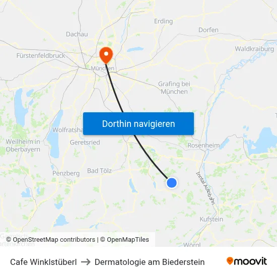 Cafe Winklstüberl to Dermatologie am Biederstein map