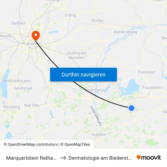 Marquartstein Rathaus to Dermatologie am Biederstein map