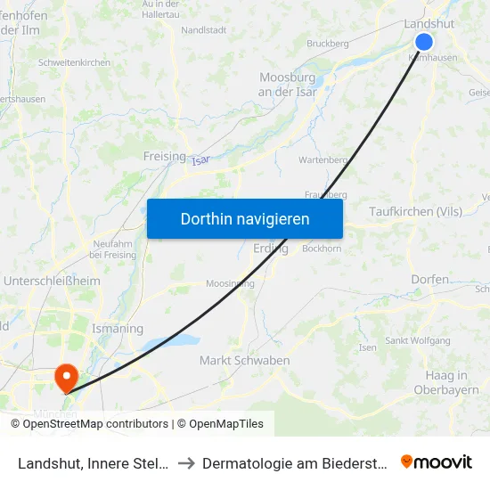 Landshut, Innere Stelze to Dermatologie am Biederstein map