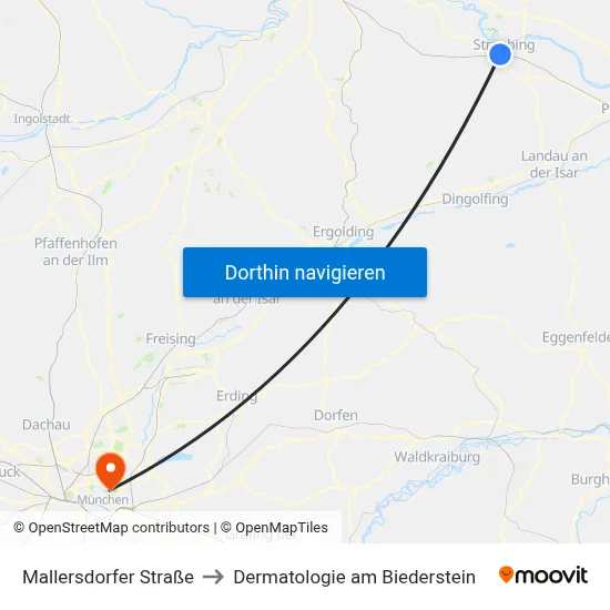 Mallersdorfer Straße to Dermatologie am Biederstein map