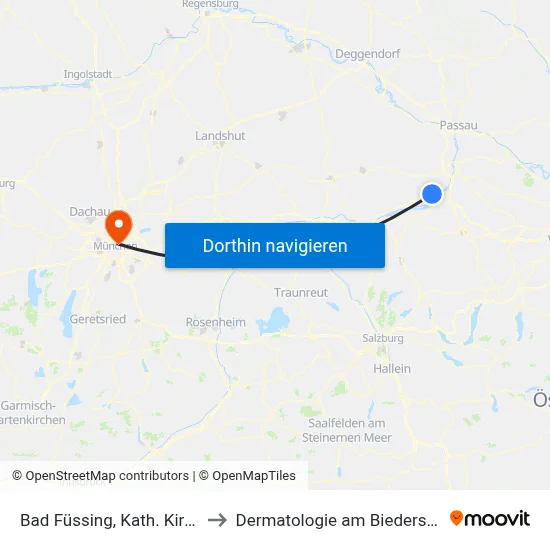 Bad Füssing, Kath. Kirche to Dermatologie am Biederstein map