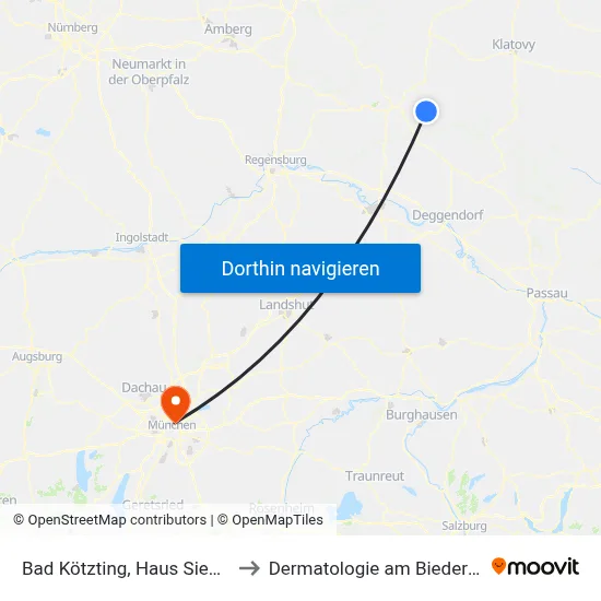 Bad Kötzting, Haus Siedlung to Dermatologie am Biederstein map