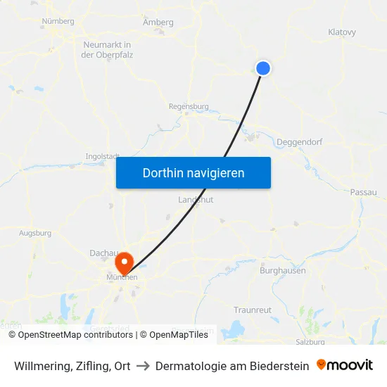 Willmering, Zifling, Ort to Dermatologie am Biederstein map