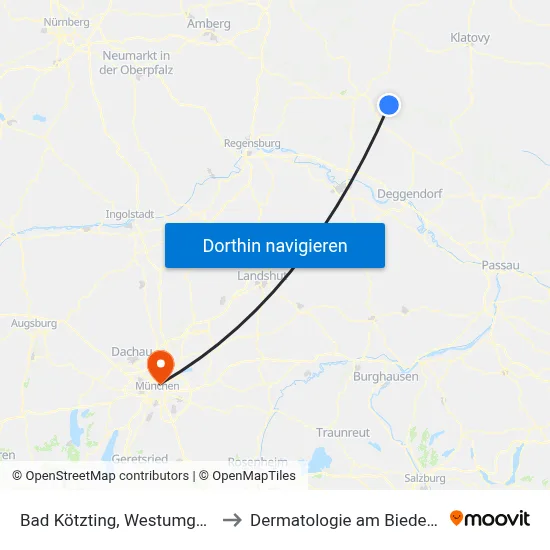 Bad Kötzting, Westumgehung to Dermatologie am Biederstein map