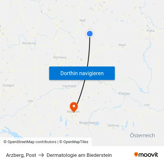 Arzberg, Post to Dermatologie am Biederstein map