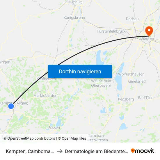 Kempten, Cambomare to Dermatologie am Biederstein map