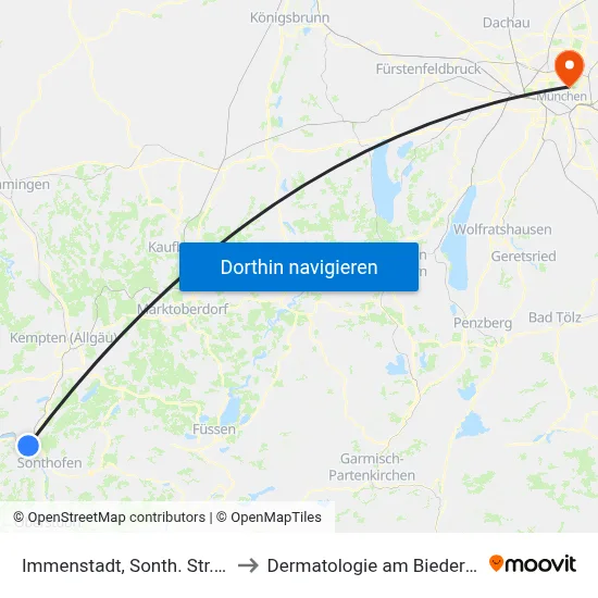 Immenstadt, Sonth. Str./Aldi to Dermatologie am Biederstein map