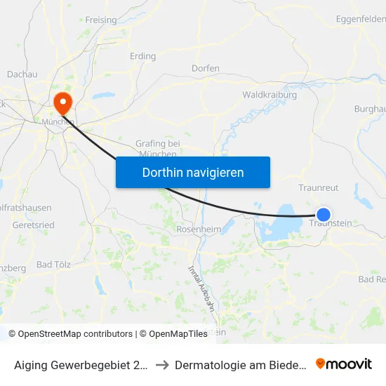 Aiging Gewerbegebiet 2 Nord to Dermatologie am Biederstein map