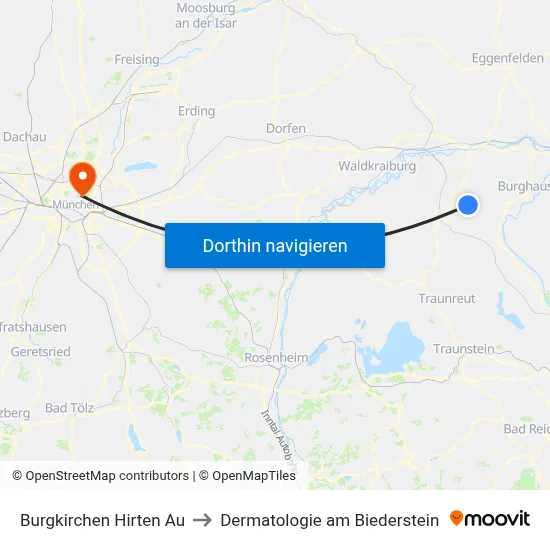 Burgkirchen Hirten Au to Dermatologie am Biederstein map