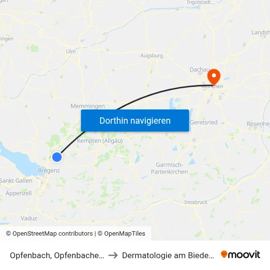 Opfenbach, Opfenbacher Hof to Dermatologie am Biederstein map