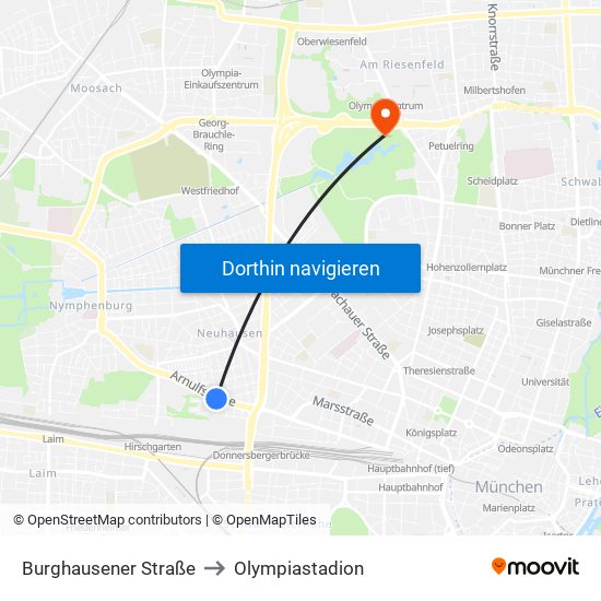 Burghausener Straße to Olympiastadion map