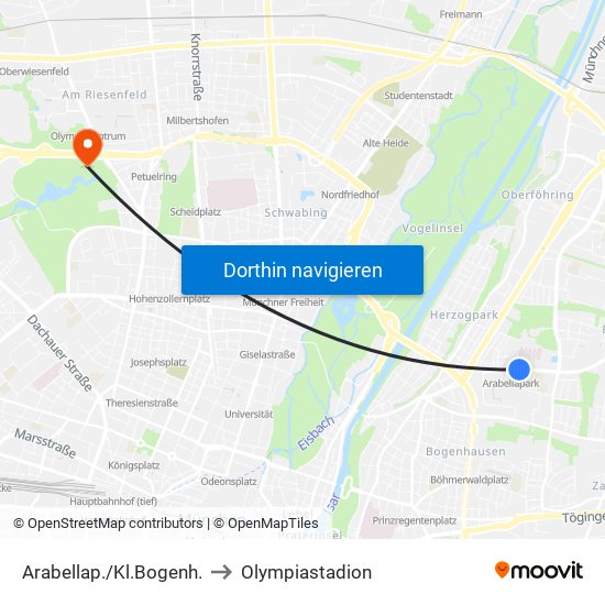 Arabellap./Kl.Bogenh. to Olympiastadion map