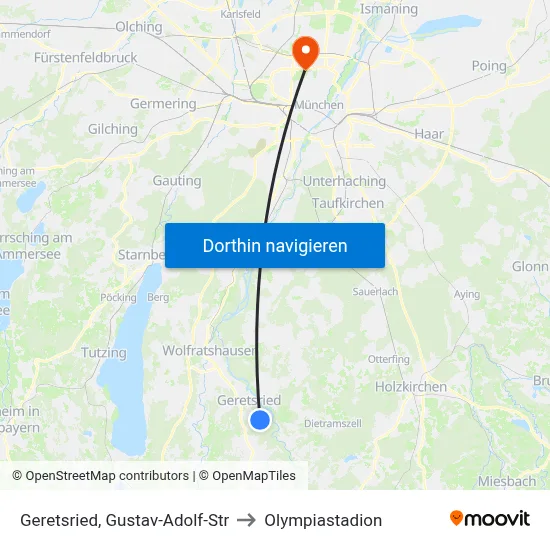 Geretsried, Gustav-Adolf-Str to Olympiastadion map