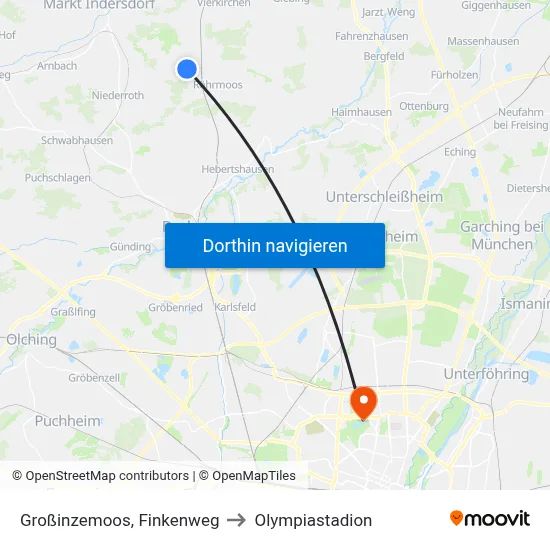 Großinzemoos, Finkenweg to Olympiastadion map