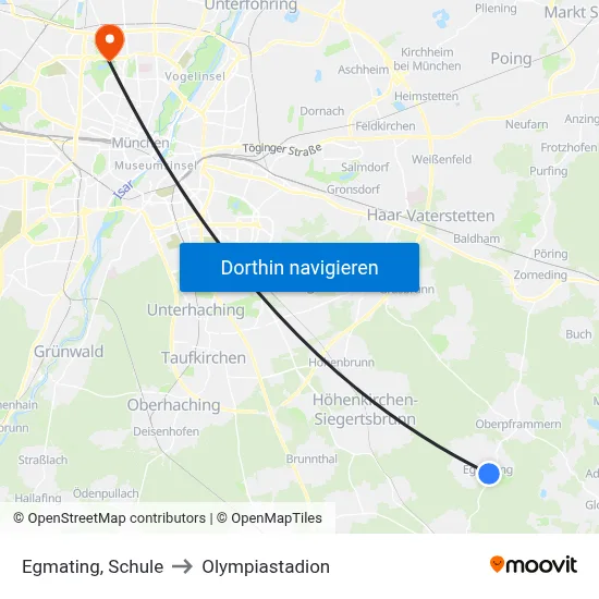 Egmating, Schule to Olympiastadion map