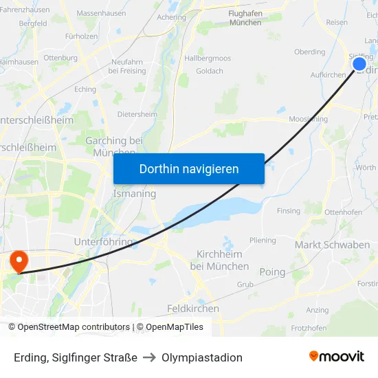 Erding, Siglfinger Straße to Olympiastadion map