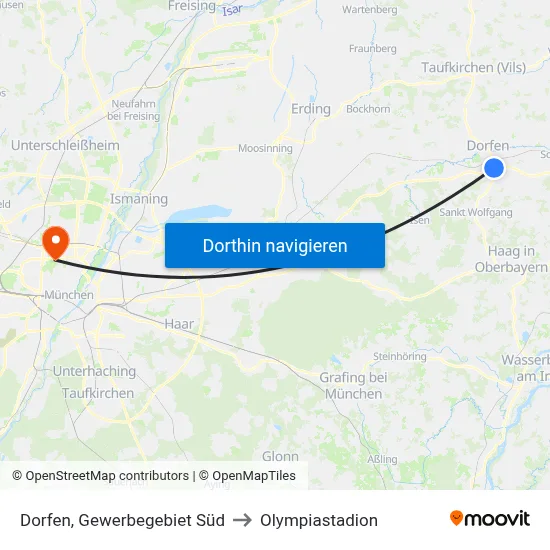 Dorfen, Gewerbegebiet Süd to Olympiastadion map