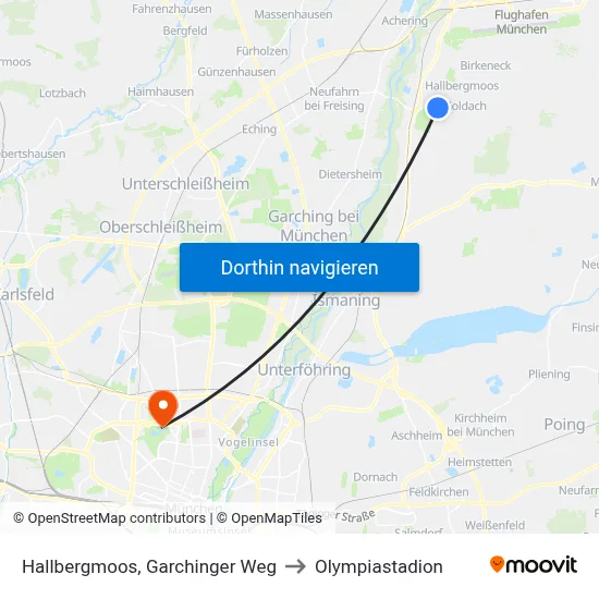 Hallbergmoos, Garchinger Weg to Olympiastadion map