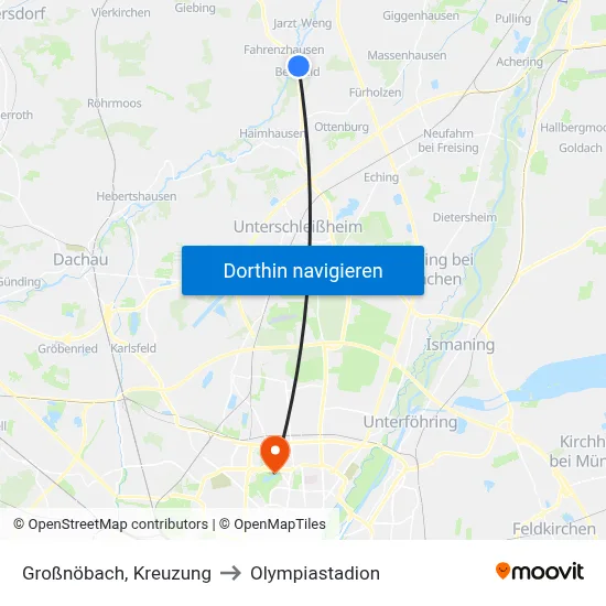 Großnöbach, Kreuzung to Olympiastadion map