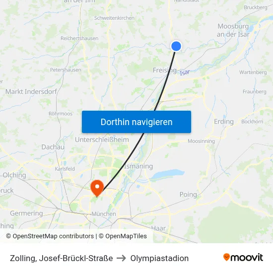 Zolling, Josef-Brückl-Straße to Olympiastadion map