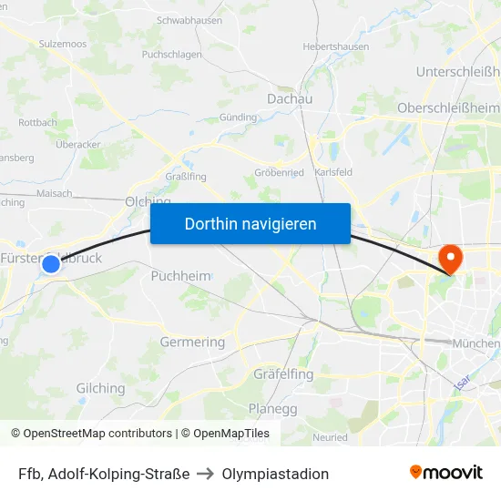 Ffb, Adolf-Kolping-Straße to Olympiastadion map