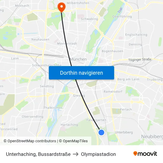 Unterhaching, Bussardstraße to Olympiastadion map