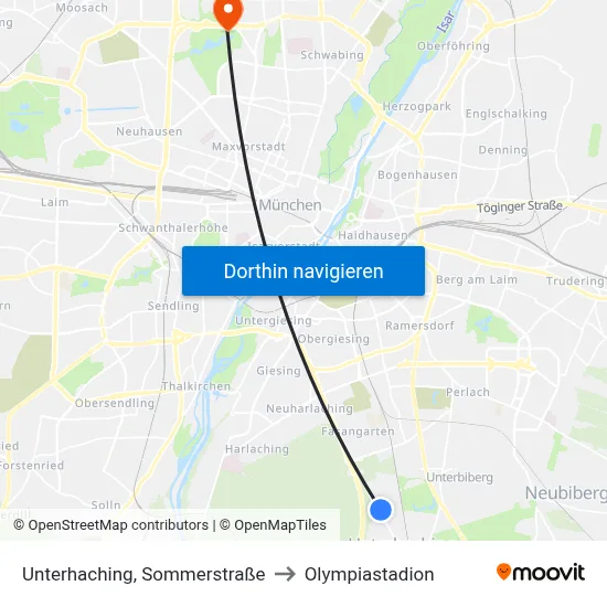 Unterhaching, Sommerstraße to Olympiastadion map