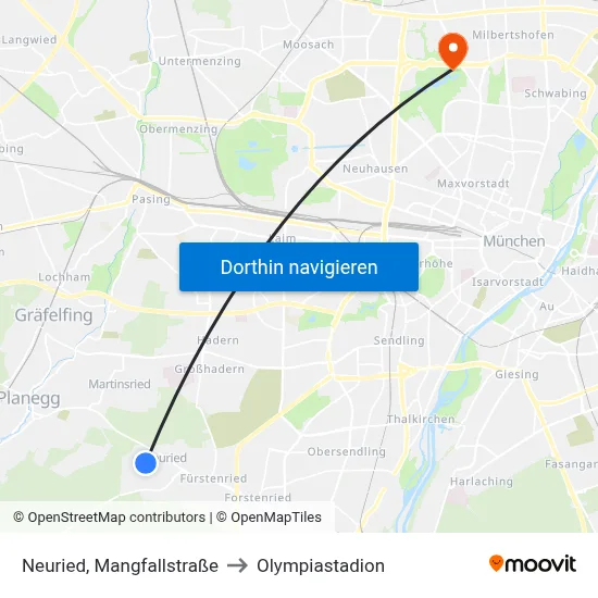 Neuried, Mangfallstraße to Olympiastadion map