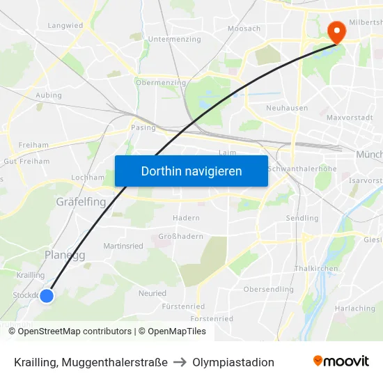 Krailling, Muggenthalerstraße to Olympiastadion map