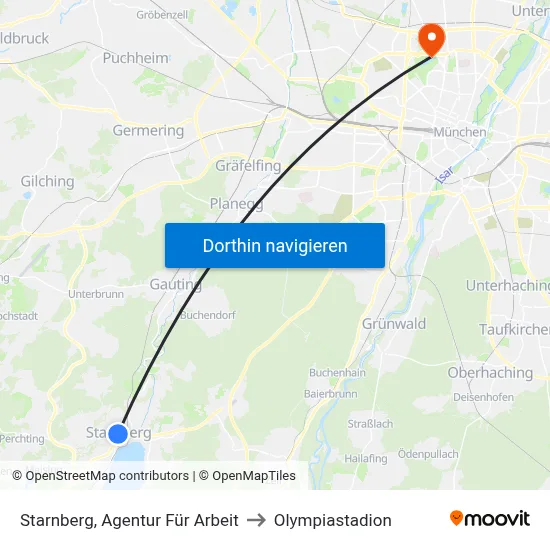 Starnberg, Agentur Für Arbeit to Olympiastadion map