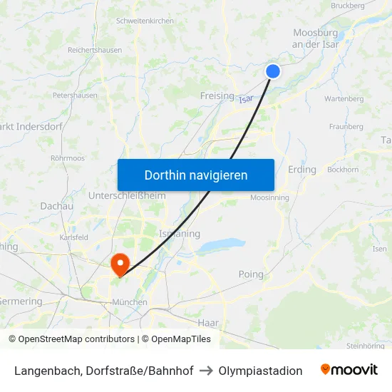 Langenbach, Dorfstraße/Bahnhof to Olympiastadion map