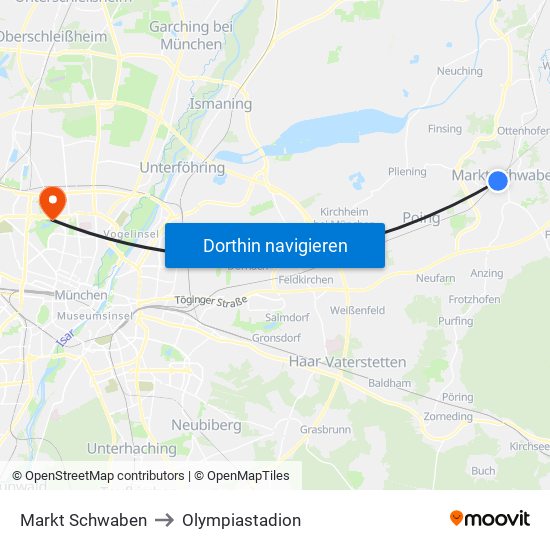 Markt Schwaben to Olympiastadion map