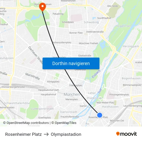 Rosenheimer Platz to Olympiastadion map
