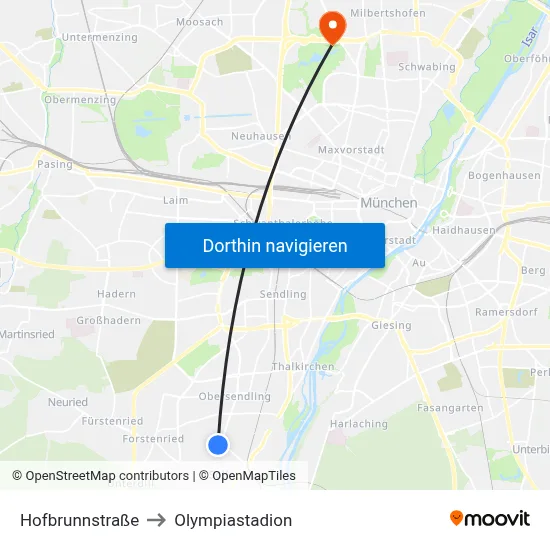 Hofbrunnstraße to Olympiastadion map