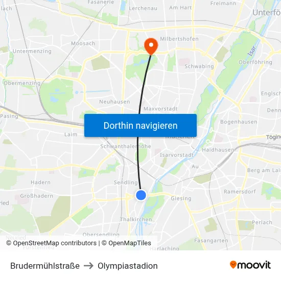 Brudermühlstraße to Olympiastadion map