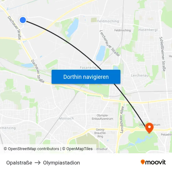 Opalstraße to Olympiastadion map