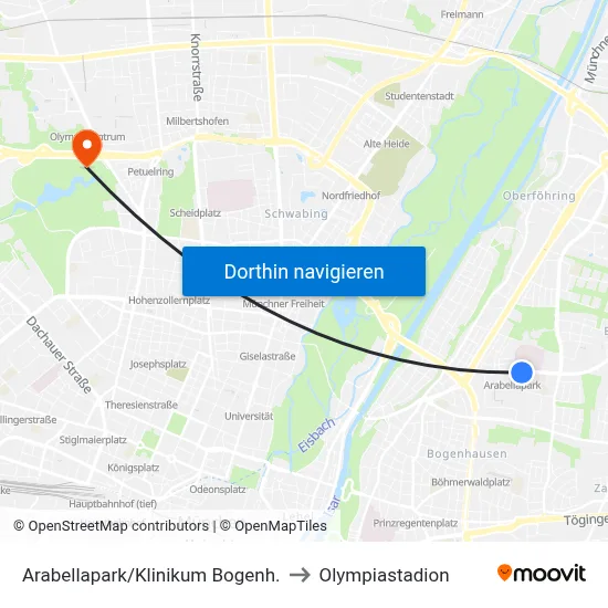 Arabellapark/Klinikum Bogenh. to Olympiastadion map