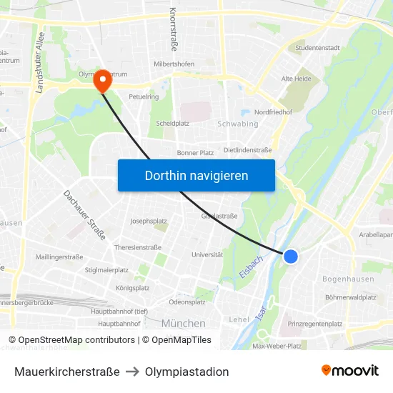 Mauerkircherstraße to Olympiastadion map