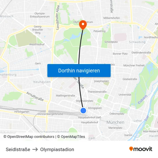 Seidlstraße to Olympiastadion map